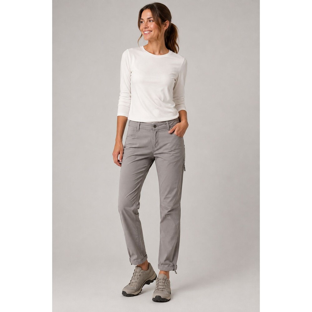 NWT Kuhl Trekr Pants Women's 4 Short Stone Gray Stretch Hiking Travel Cinch Hem